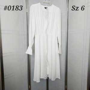 🤍🤍NWT! W by Worth>>>white long-sleeve V-neck belted flowy dress Size 6